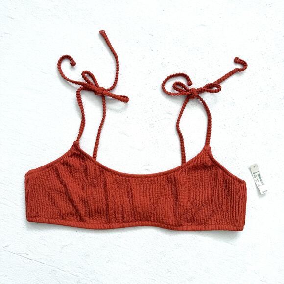 Madewell Rust Smocked Bikini Top XXL Adjustable Straps Textured Swim Bralette - Picture 1 of 6